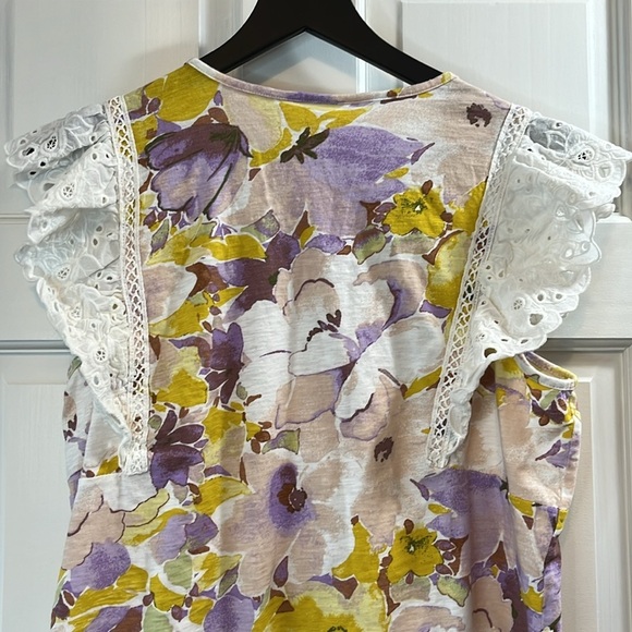 Lauren Conrad Floral Watercolor Eyelet Flutter Sleeve - Size 0X - Picture 5 of 8
